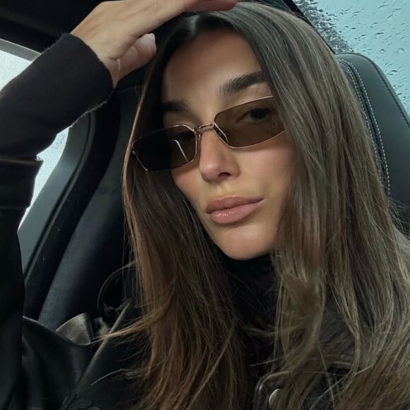 Prada PRA60S 5AK07V Sunglasses Gold Rectangle Frame - Picture 3 of 10